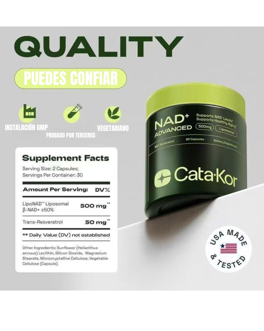 Cata-Kor NAD+ Advanced: Aumenta tu Energía y Rejuvenece con la Fórmula Avanzada de NAD+ y Resveratrol